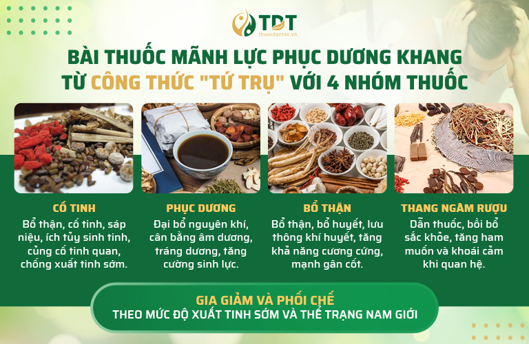 Bài thuốc Mãnh lực Phục dương khang cải thiện xuất tinh sớm